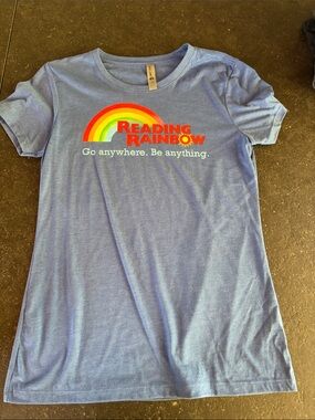 Tee Public Next Level Apparel Heather Blue Reading Rainbow Graphic Tee